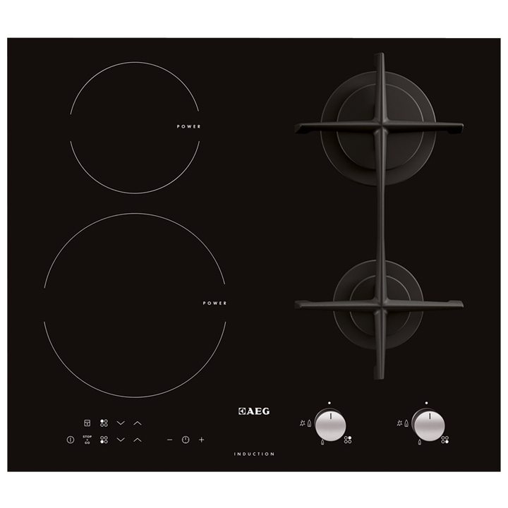 Aeg Hd634170nb 60cm Mixed Induction And Gas Hob Black