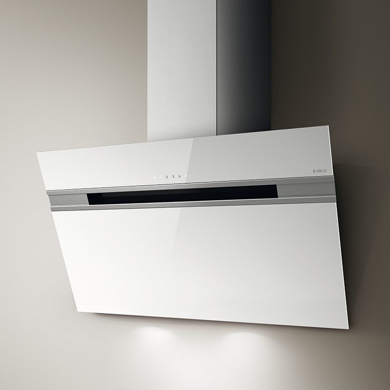 Elica ASCENT HE 90 WH 90cm Decorative Angled Chimney Hood WHITE