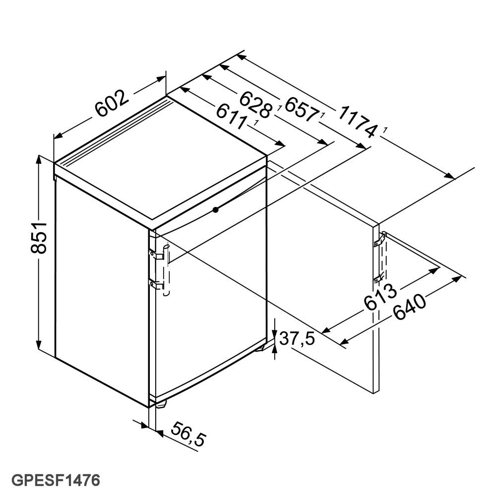 Liebherr Gpesf1476 60cm Freestanding Undercounter Freezer