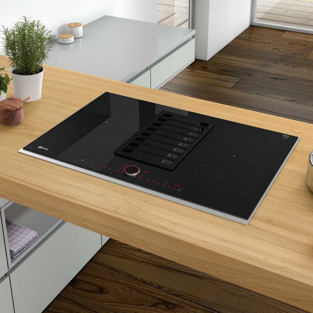 neff induction hob with integrated extractor