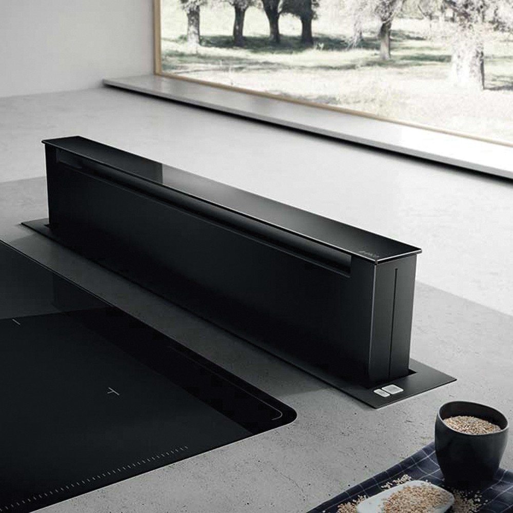 Elica PANDORA BLK 84cm Push Mechanism Downdraft Extractor BLACK