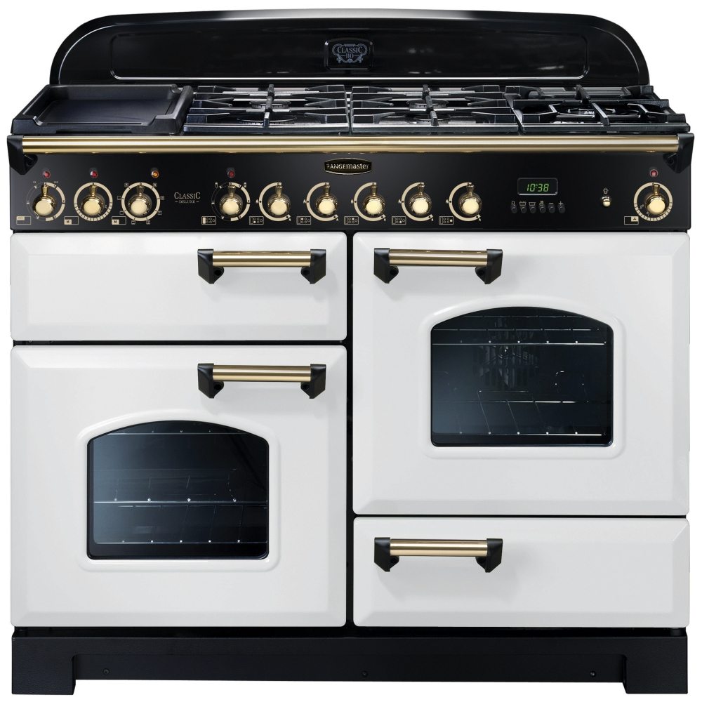 Rangemaster CDL110DFFWH/B Classic Deluxe 110cm Dual Fuel Range Cooker 112940 - WHITE
