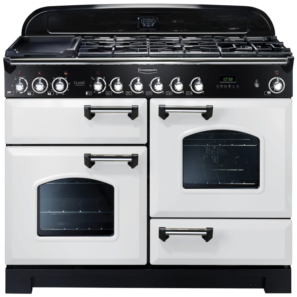Rangemaster CDL110DFFWH/C Classic Deluxe 110cm Dual Fuel Range Cooker 112930 - WHITE