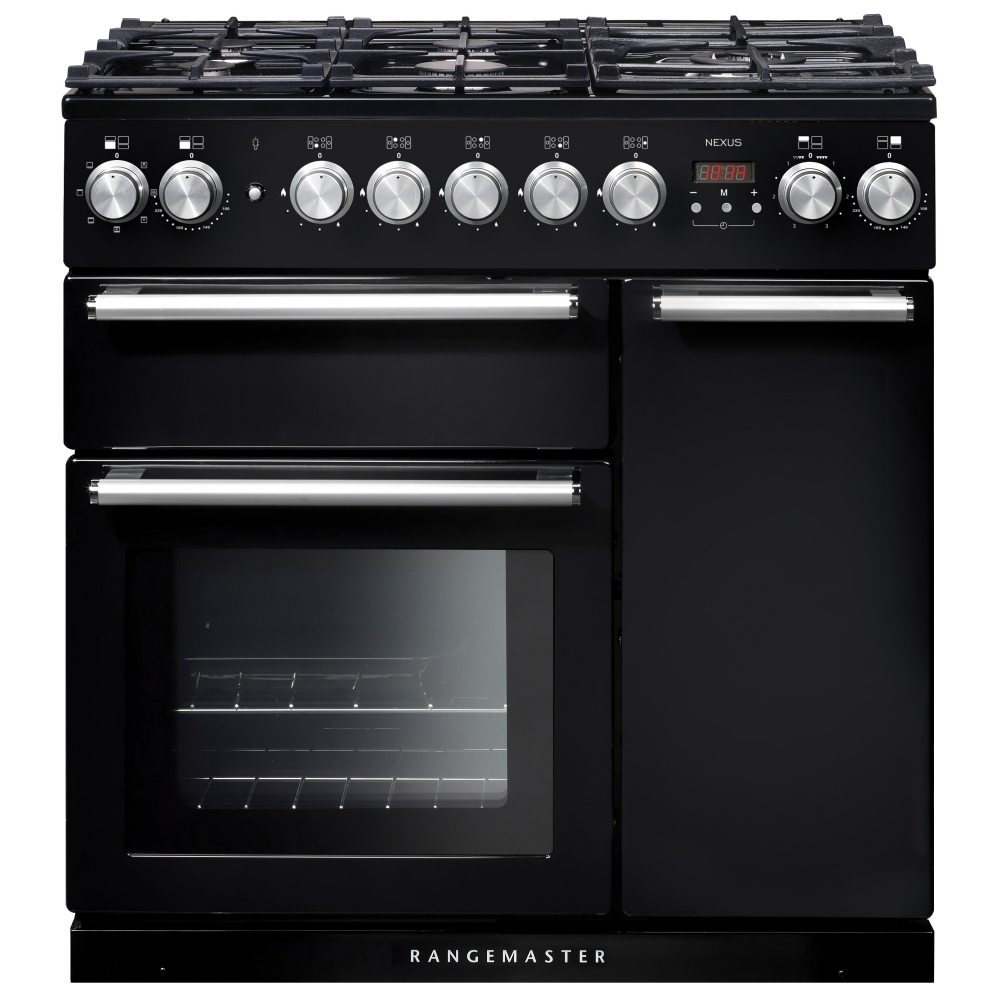 Rangemaster NEX90DFFBL/C Nexus 90cm Dual Fuel Range Cooker 104680 - BLACK
