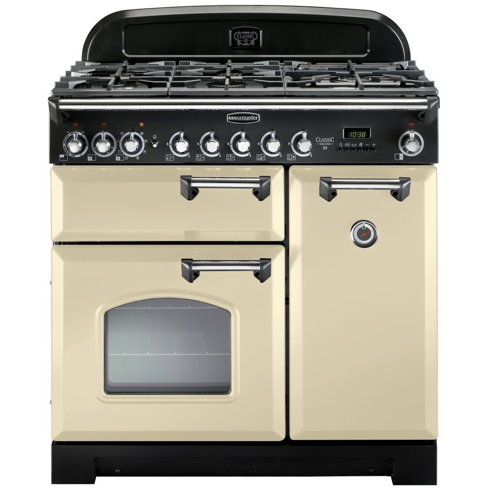 Rangemaster CDL90DFFCR/C Classic Deluxe 90cm Dual Fuel Range Cooker 80940 - CREAM