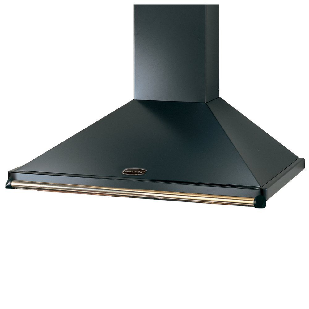 Rangemaster CLAHDC110BB 110cm Classic Chimney Hood With Brass Rail - BLACK