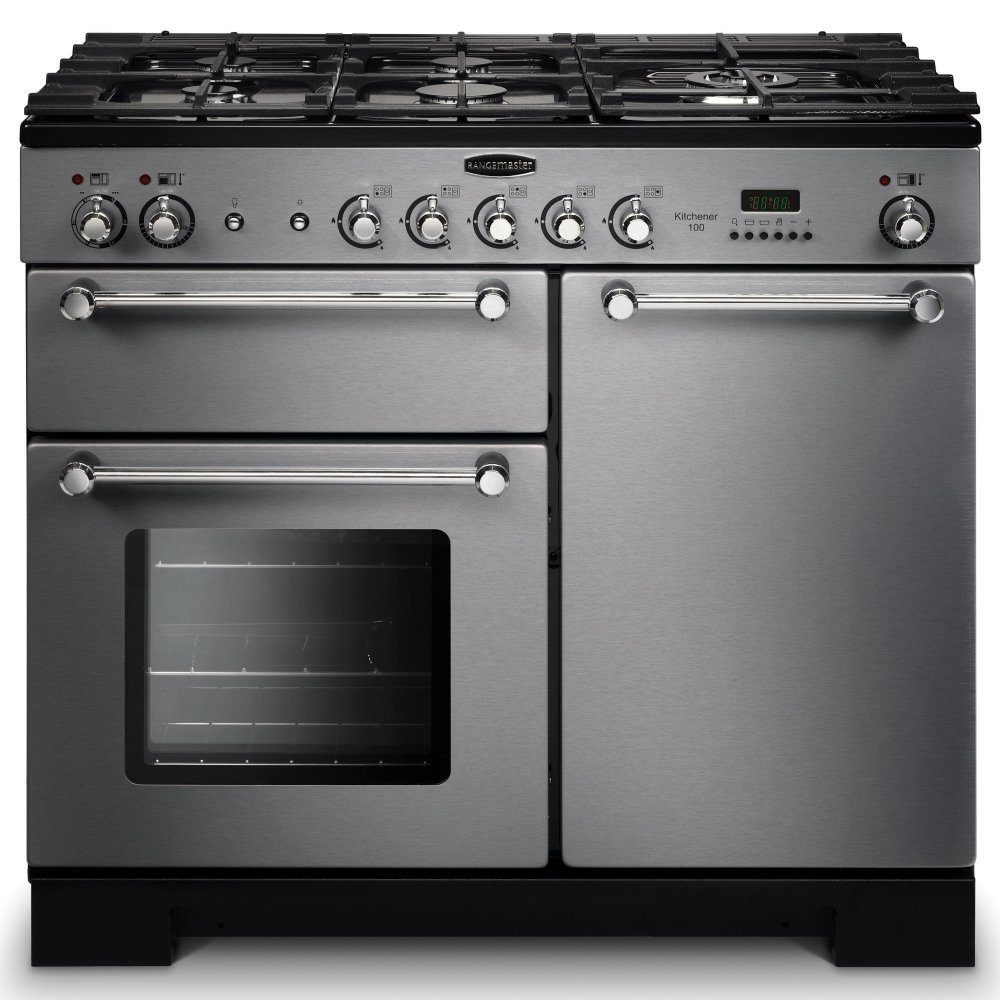 Rangemaster KCH100DFFSS/C Kitchener 100cm Dual Fuel Range Cooker 98780 - STAINLESS STEEL