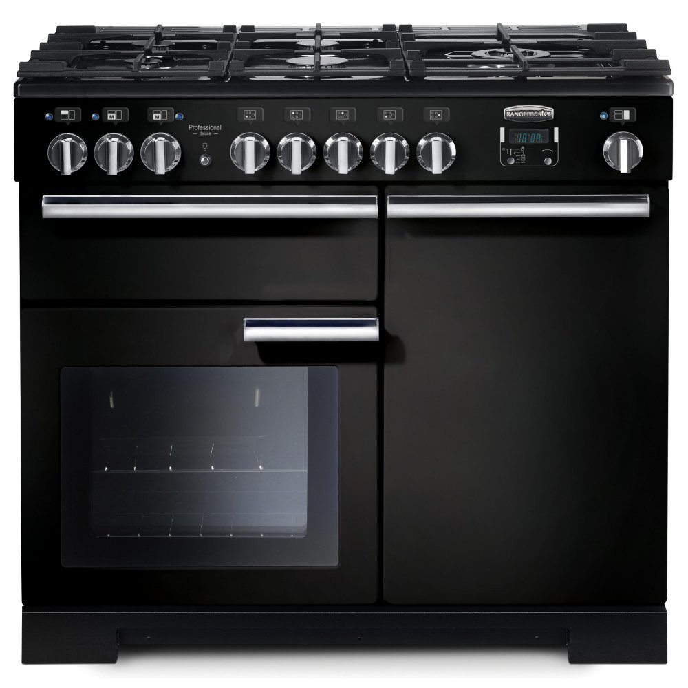 Rangemaster PDL100DFFGB/C Professional Deluxe 100cm Dual Fuel Range Cooker 97560 - BLACK