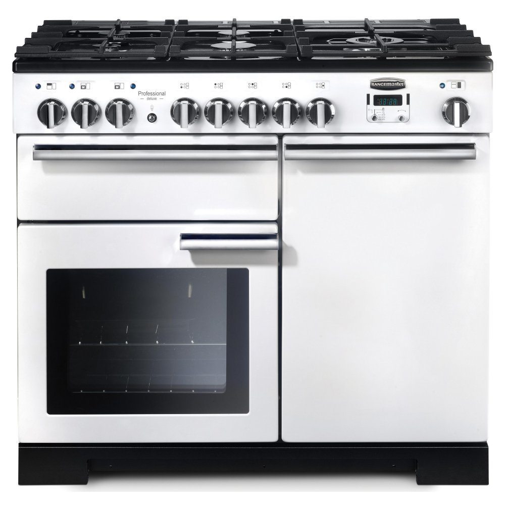 Rangemaster PDL100DFFWH/C Professional Deluxe 100cm Dual Fuel Range Cooker 98950 - WHITE