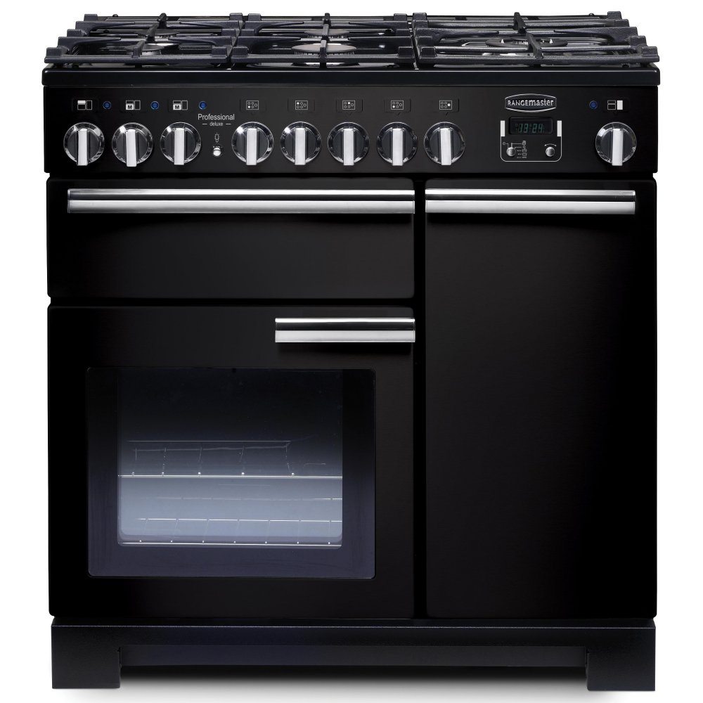 Rangemaster PDL90DFFGB/C Professional Deluxe 90cm Dual Fuel Range Cooker 97600 - BLACK