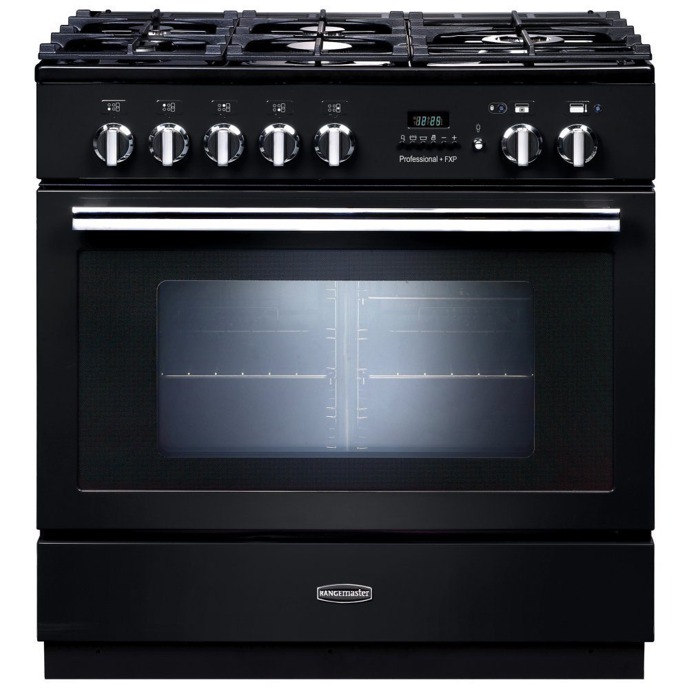 Rangemaster PROP90FXPDFFGB/C Professional Plus FX 90cm Pyrolytic Dual Fuel Range Cooker 92730 - BLACK