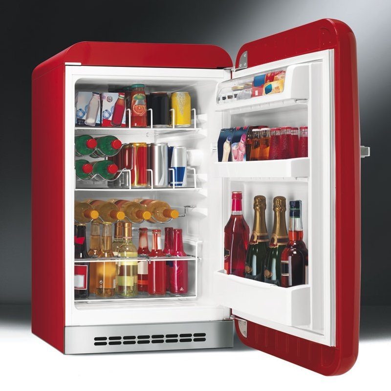 Smeg FAB10HRR 55cm Retro Homebar Fridge Right Hand Hinge RED