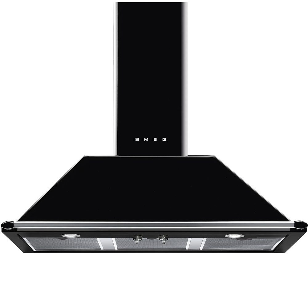 Smeg KT100BLE 100cm Victoria Chimney Hood With Rail - BLACK