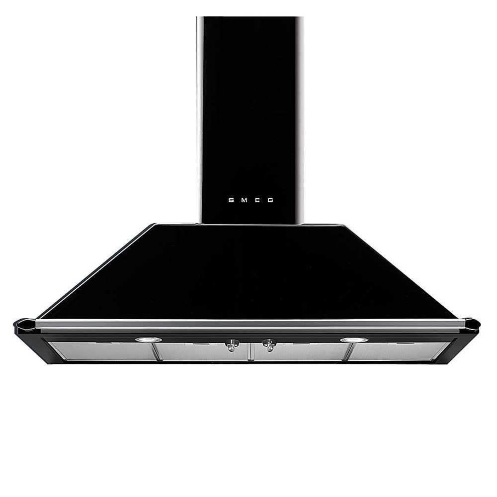 Smeg KT110BLE 110cm Victoria Chimney Hood With Rail - BLACK