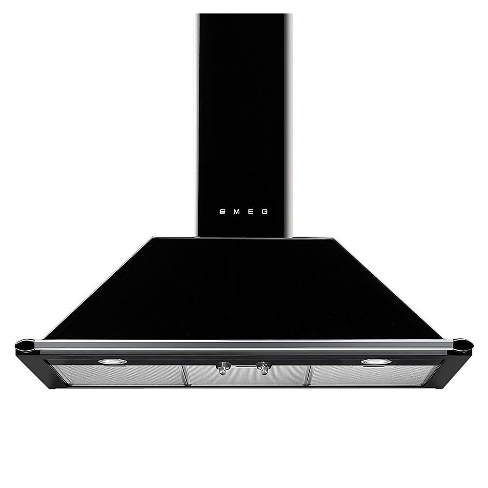 Smeg KT90BLE 90cm Victoria Chimney Hood With Rail - BLACK