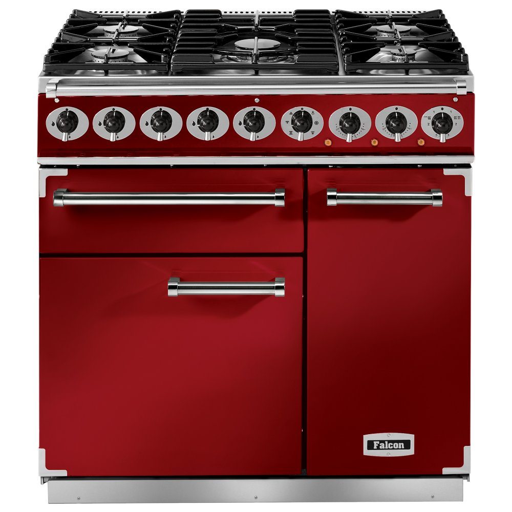 Falcon F900DXDFRD/NM 900 Deluxe Dual Fuel Range Cooker - RED