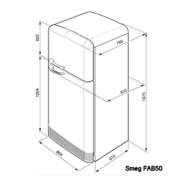 Smeg FAB50RSV Retro Top Mount Frost Free Fridge Freezer SILVER