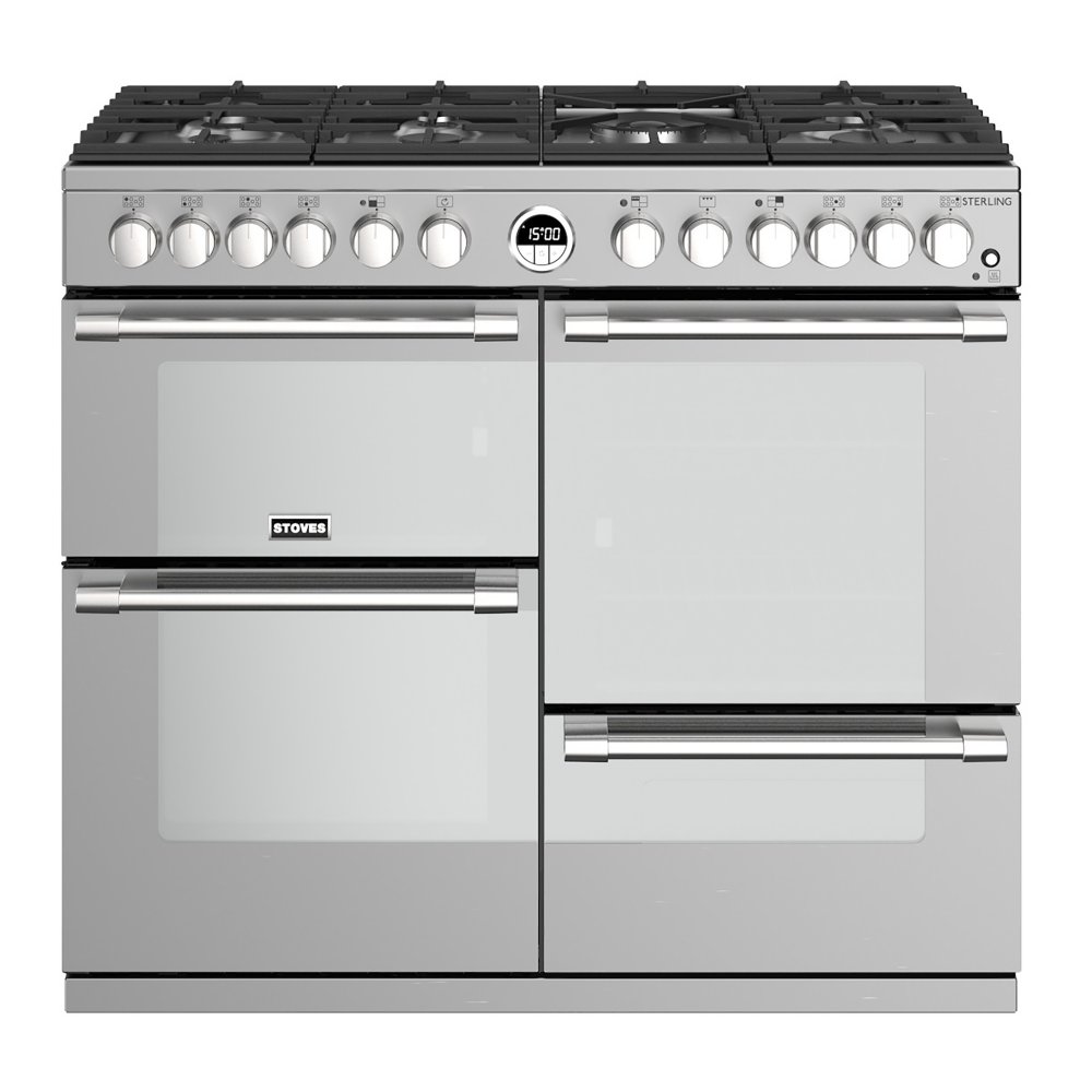 Stoves STERLING S1000DFSS 4492 Sterling 100cm Dual Fuel Range Cooker - STAINLESS STEEL