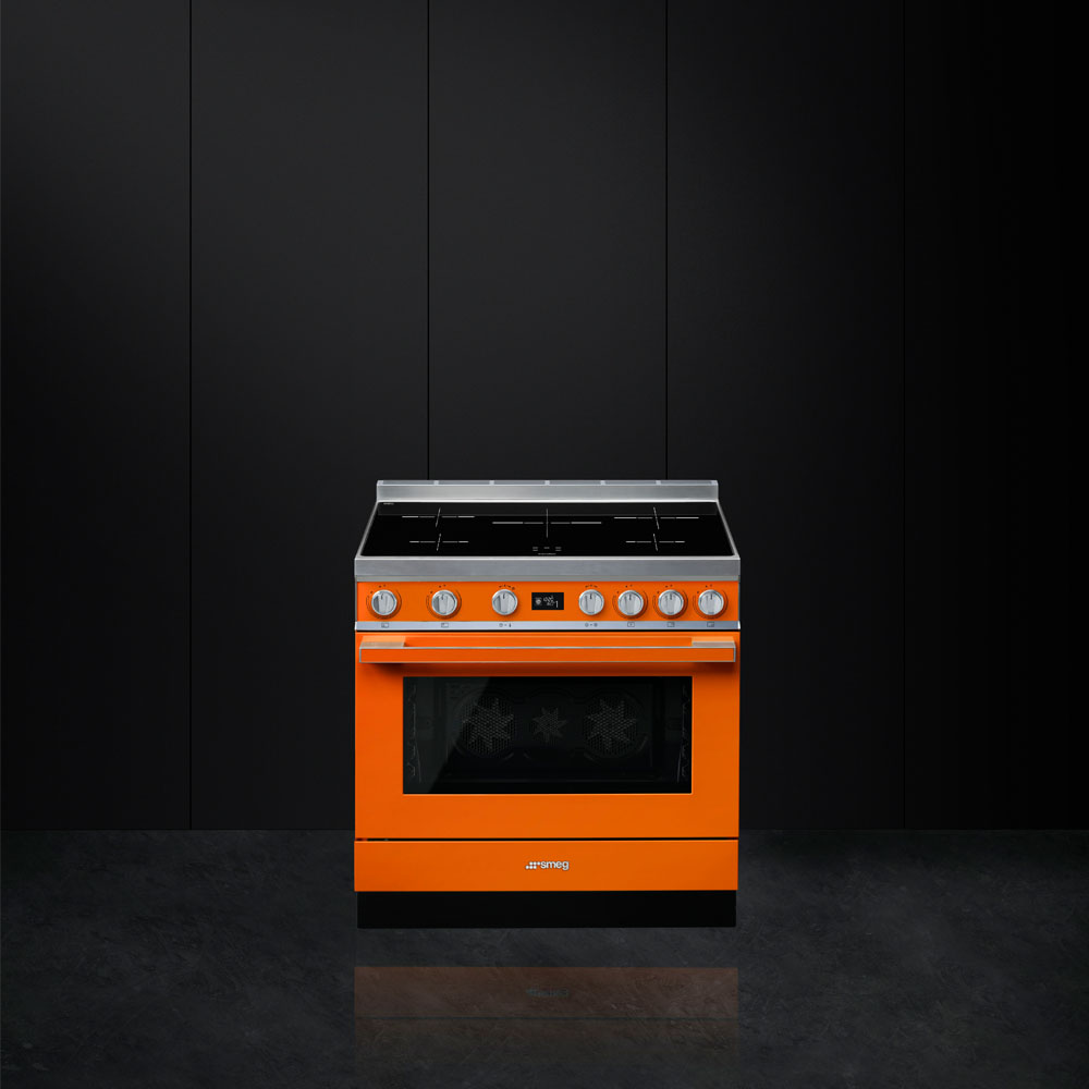 Smeg CPF9IPOR 90cm Portofino Pyrolytic Induction Range Cooker ORANGE