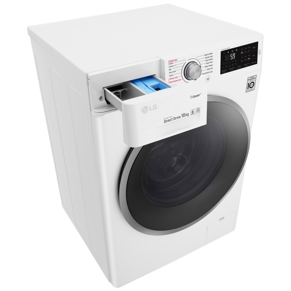 LG F4J6JY1W 10kg Direct Drive Steam Washing Machine 1400rpm WHITE
