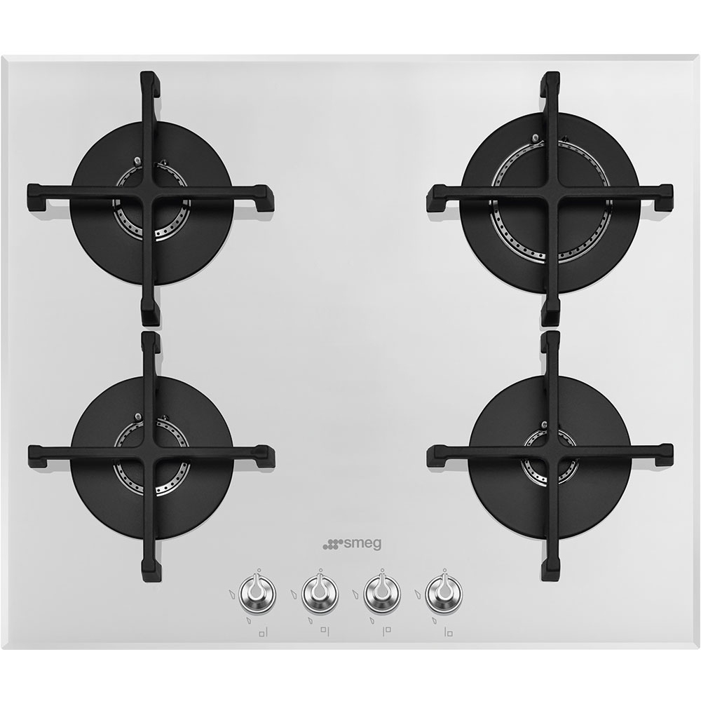 Smeg Pv164b2 60cm Linea 4 Burner Gas On Glass Hob White