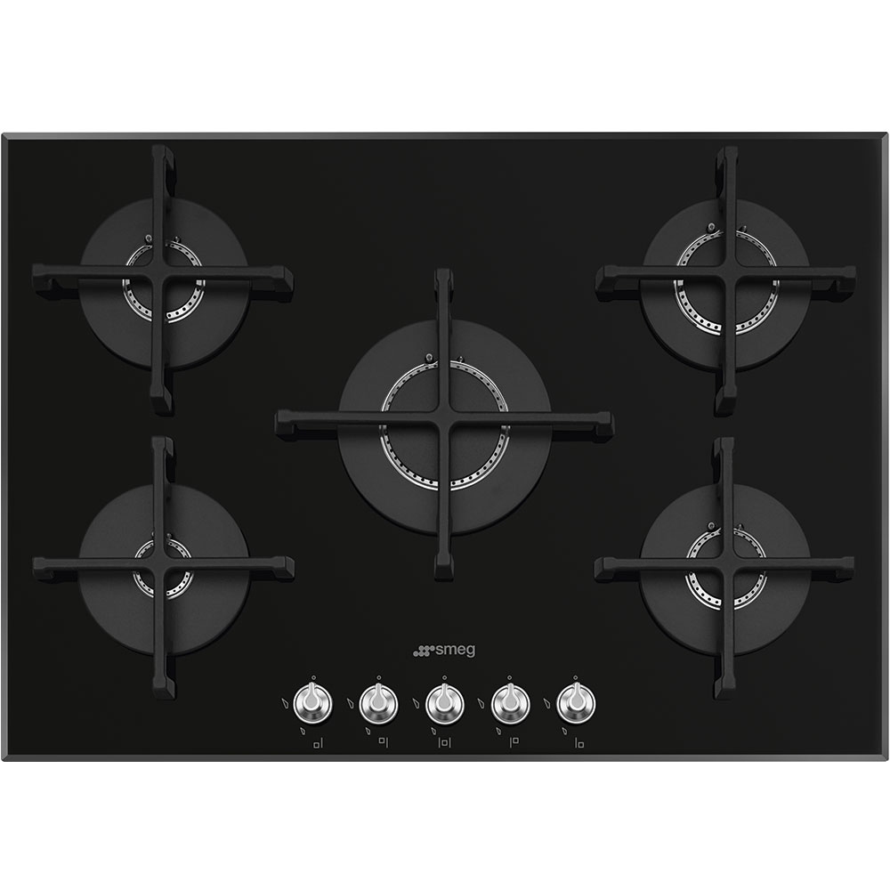 Smeg PV175N2 72cm Linea 5 Burner Gas On Glass Hob BLACK Appliance City