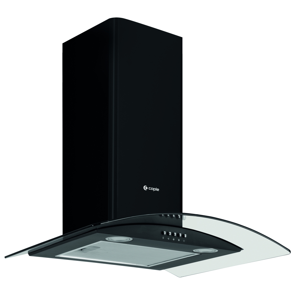 Caple CGC611BK 60cm Curved Glass Chimney Hood - BLACK