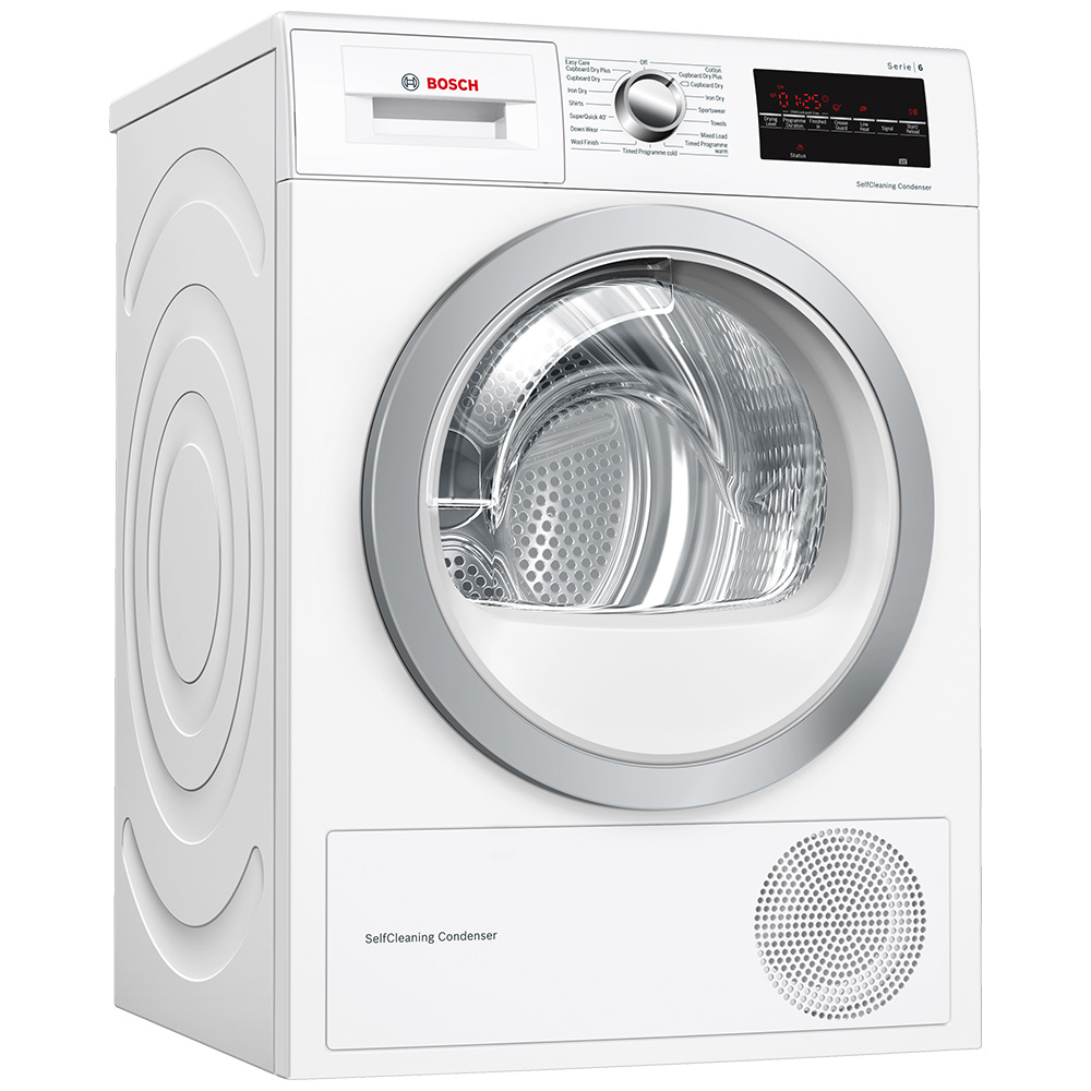 Bosch WTW85493GB 8kg Serie 6 Heat Pump Condenser Tumble Dryer WHITE