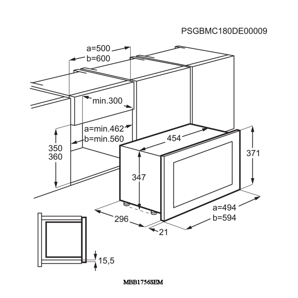 AEG MBB1756SEM 60cm Built In Microwave For Wall Unit STAINLESS STEEL