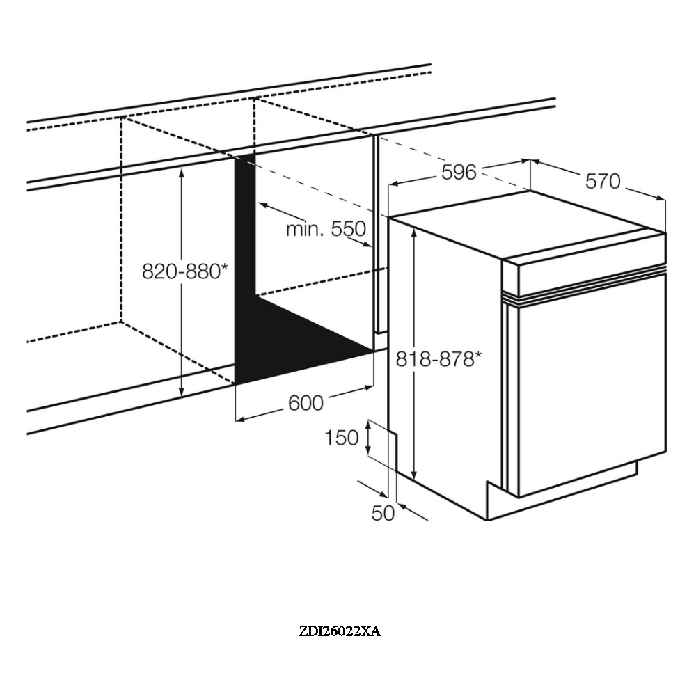 integrated dishwasher dimensions