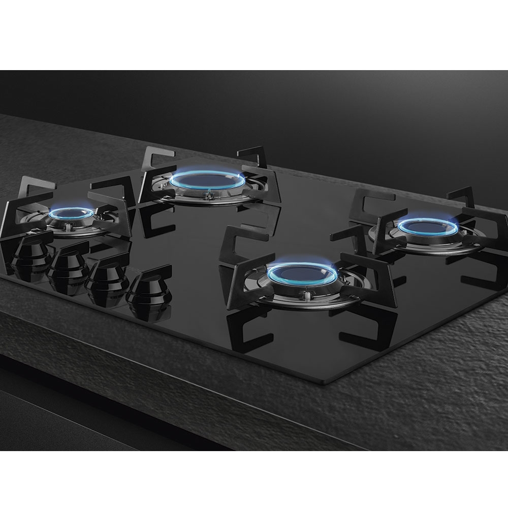 Smeg PVL664CN 60cm Dolce Stil Novo 4 Burner Gas On Glass Hob BLACK
