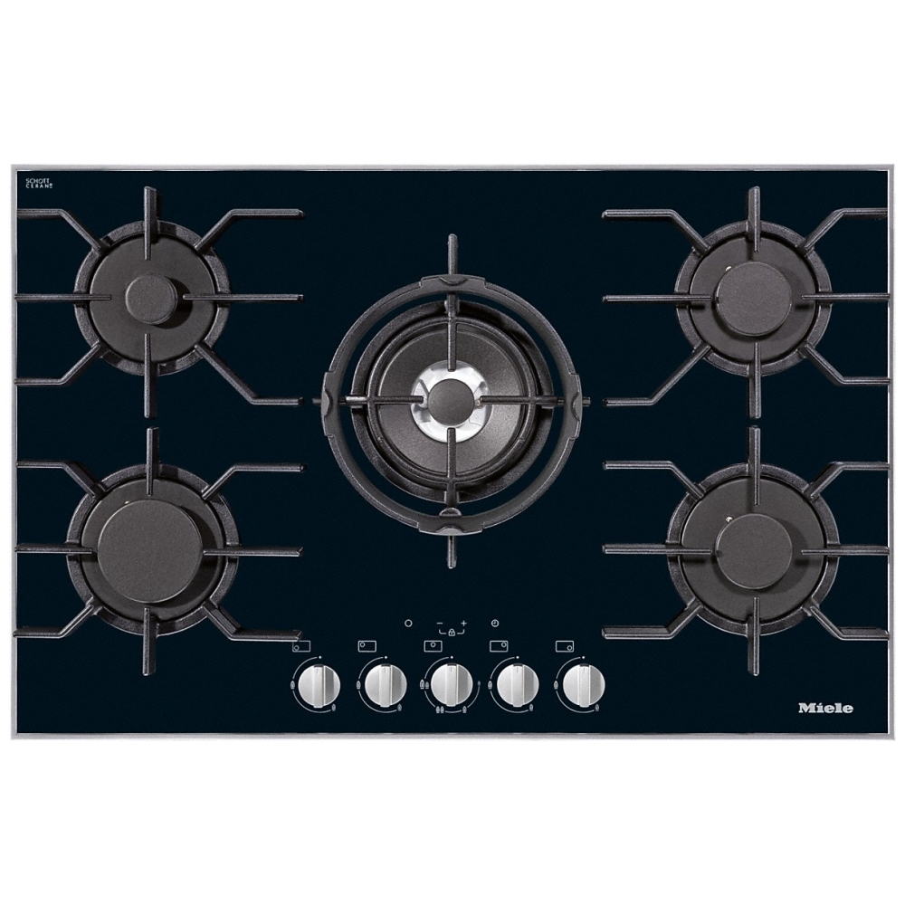 Miele KM3034-1 80cm Five Burner Gas On Glass Hob - STAINLESS STEEL