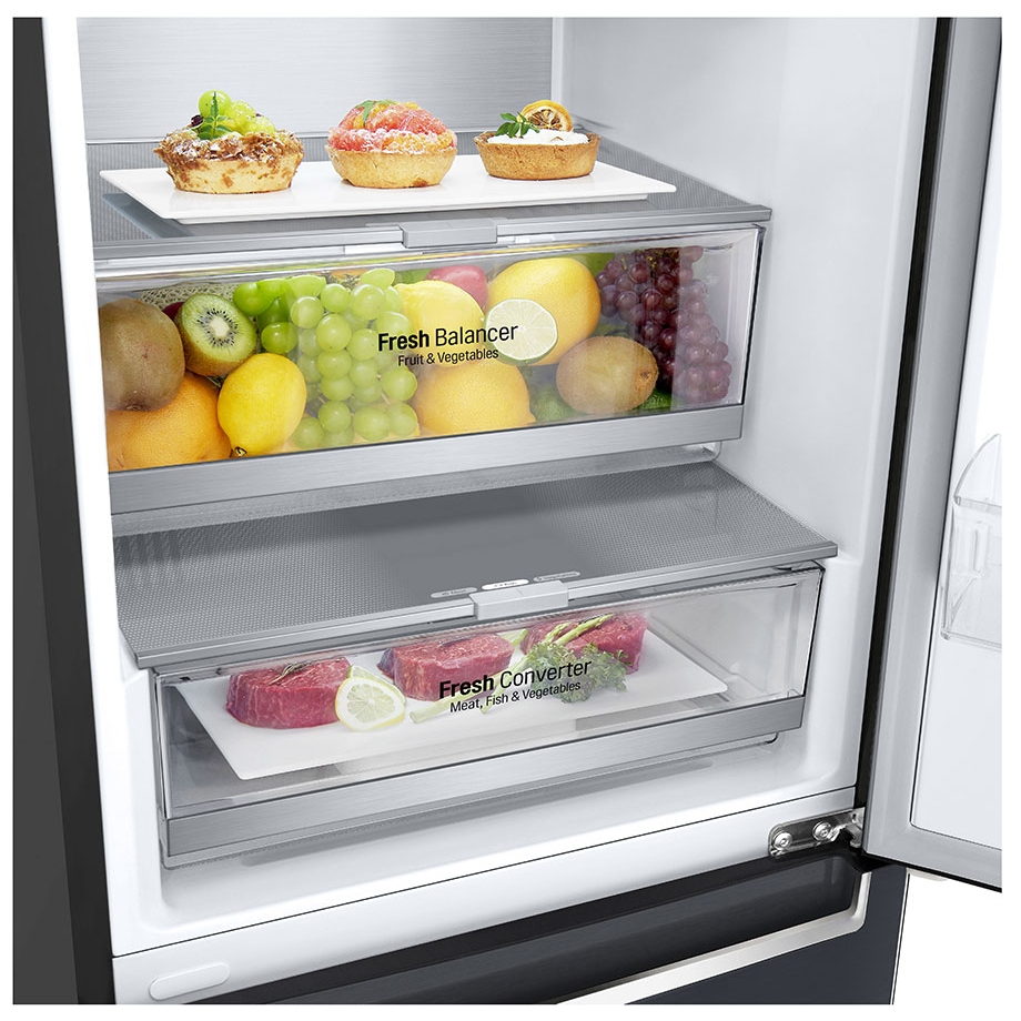Lg Gbb92mcbkp 60cm Frost Free Fridge Freezer Black Steel