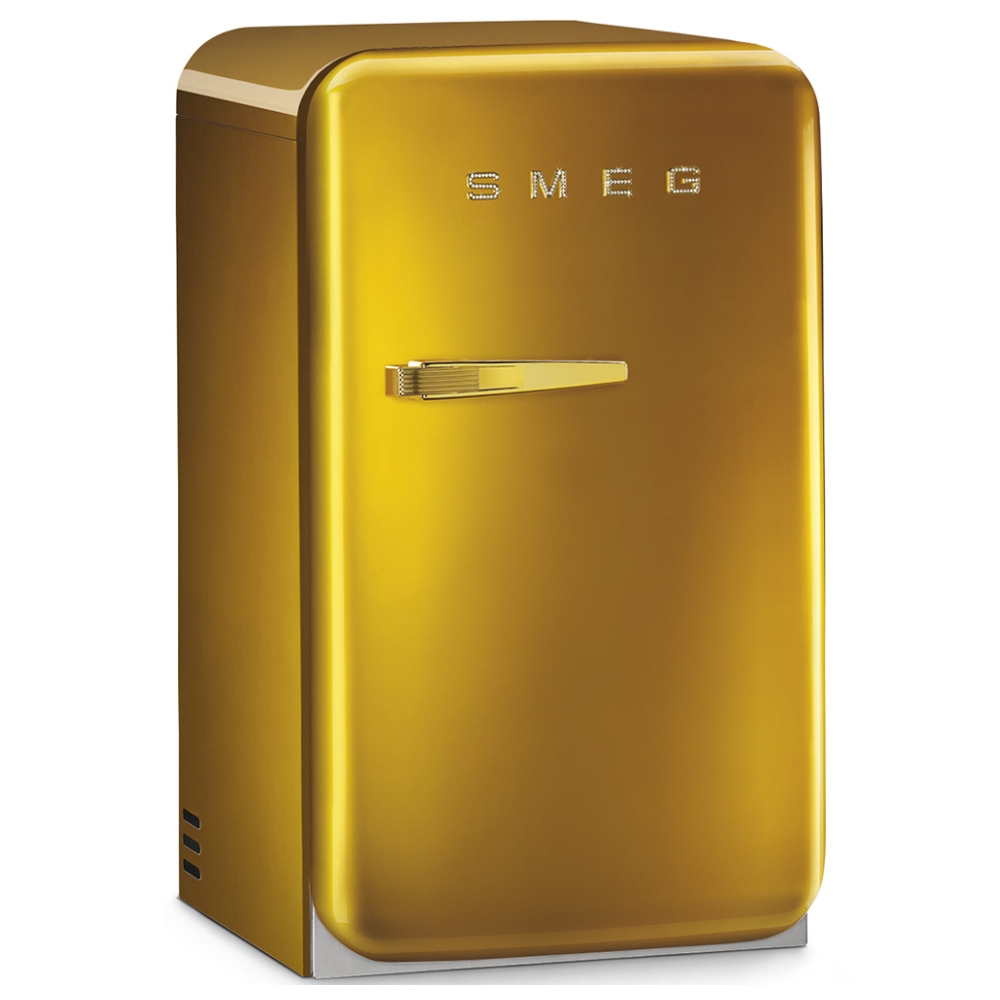 Smeg FAB5RGO 40cm Retro Mini Bar Fridge Right Hand Hinge GOLD