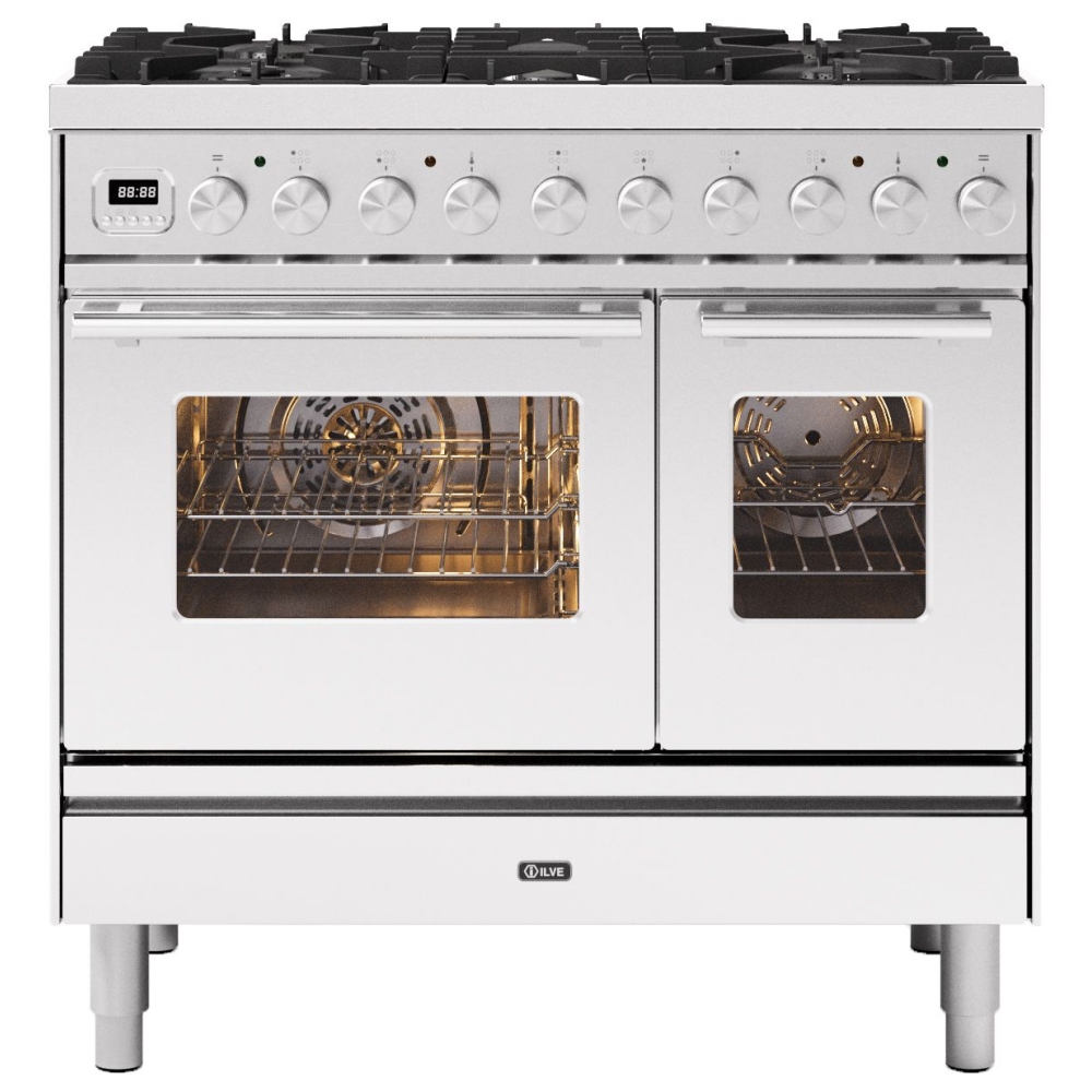 Ilve PD096WE3SS 90cm Roma Dual Fuel Twin Oven Range Cooker - STAINLESS STEEL