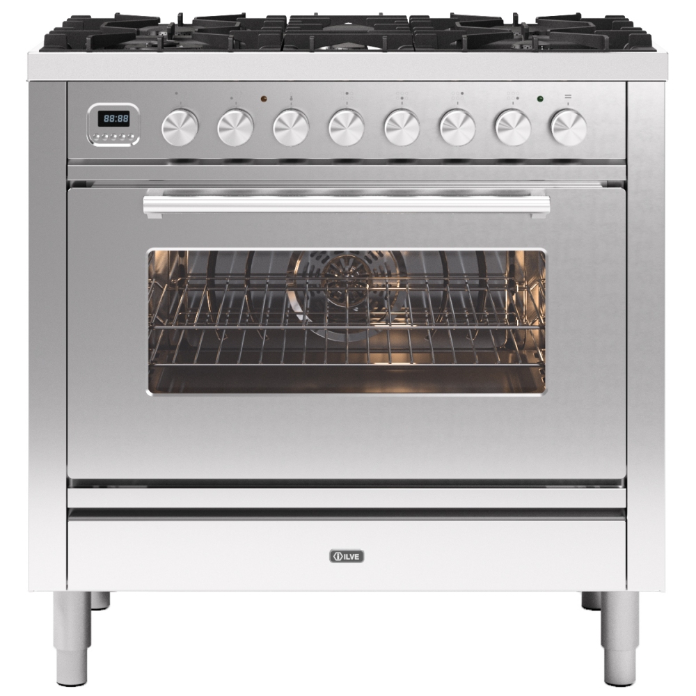 Ilve P096WE3SS 90cm Roma Dual Fuel Single Oven Range Cooker - STAINLESS STEEL