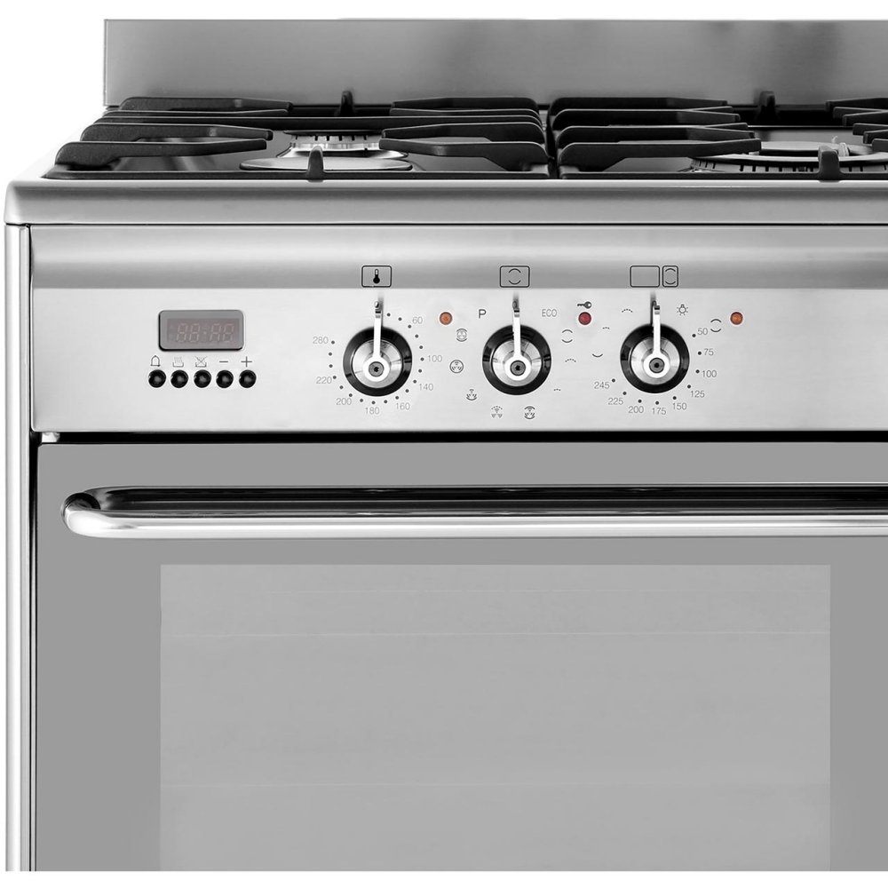 Smeg CG920PC9 90cm Pyrolytic Dual Fuel Range Cooker STAINLESS STEEL