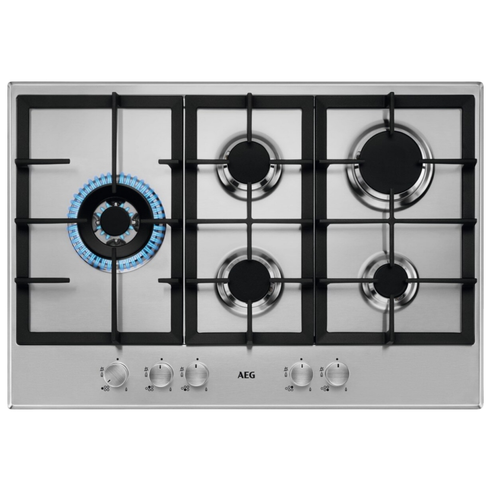 AEG HGB75500SM 75cm Series 3000 5 Burner Gas Hob – STAINLESS STEEL
