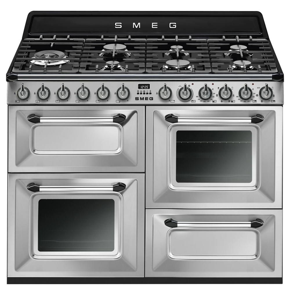 Smeg TR4110X-1 110cm Victoria Dual Fuel Range Cooker With Black Hob - STAINLESS STEEL