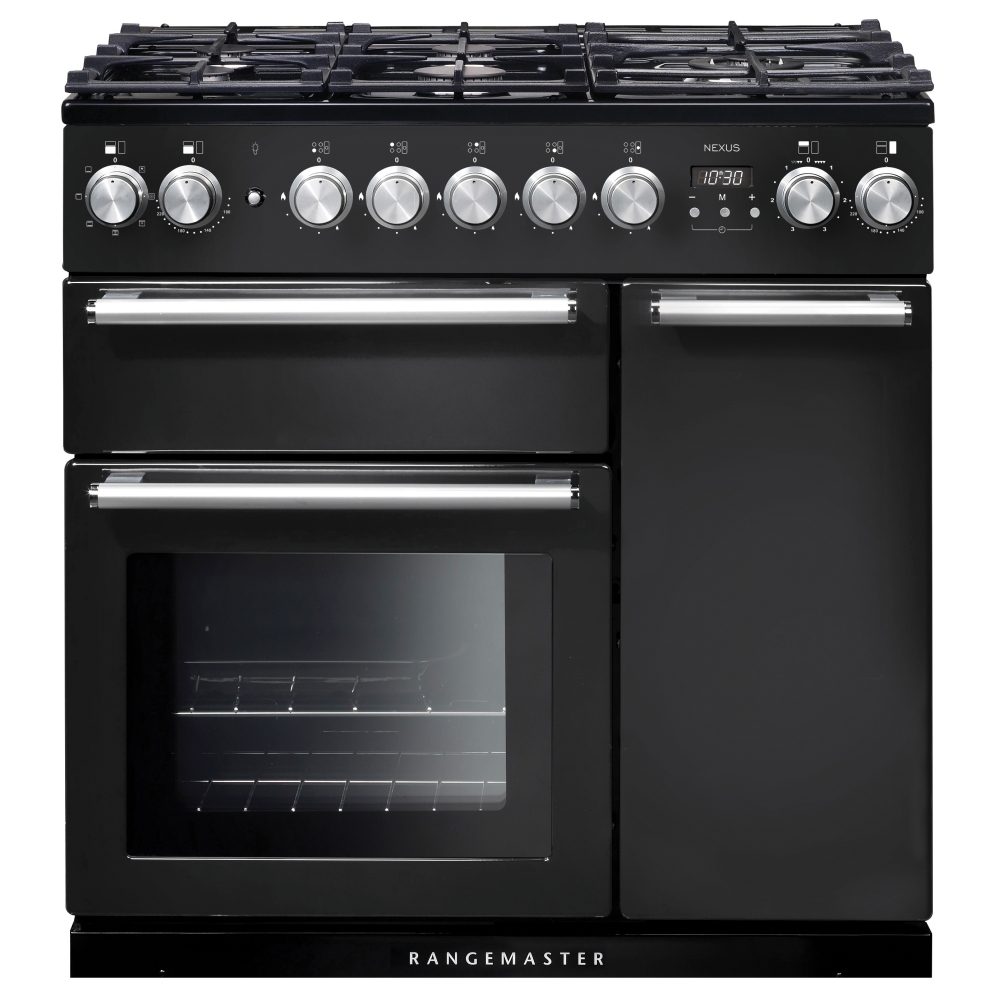 Rangemaster NEX90DFFCB/C Nexus 90cm Dual Fuel Range Cooker 125650 - CHARCOAL BLACK
