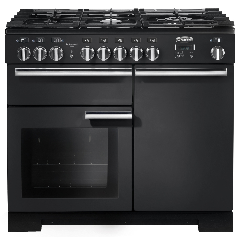Rangemaster PDL100DFFCB/C Professional Deluxe 100cm Dual Fuel Range Cooker 126090 - CHARCOAL BLACK