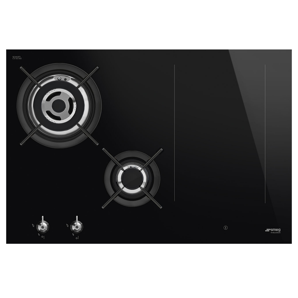 Smeg PM3743D 75cm Classic Frameless Mixed Induction And Gas Hob - BLACK