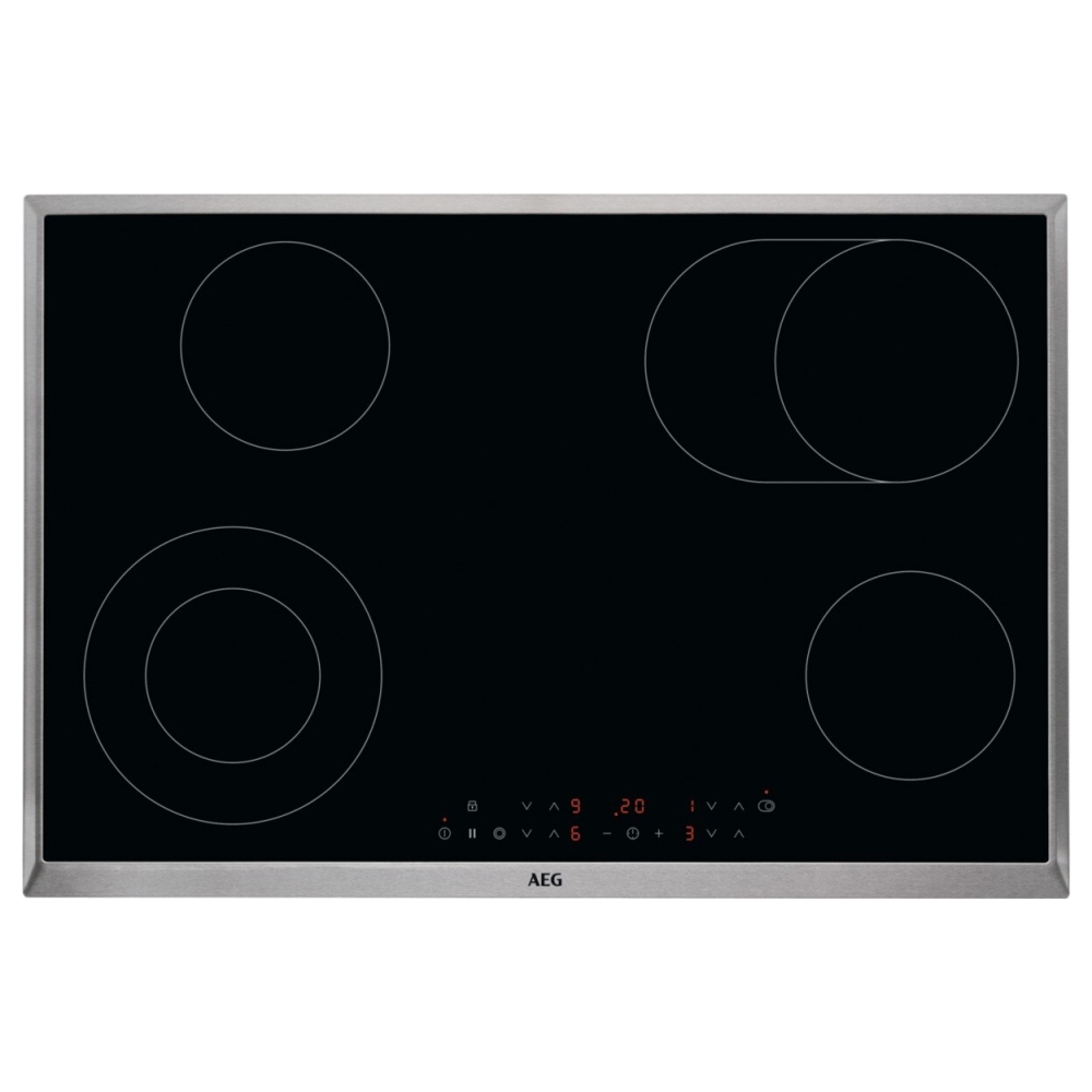 Aeg HK834060XB 77cm Series 3000 4 Zone Ceramic Hob - Stainless Steel