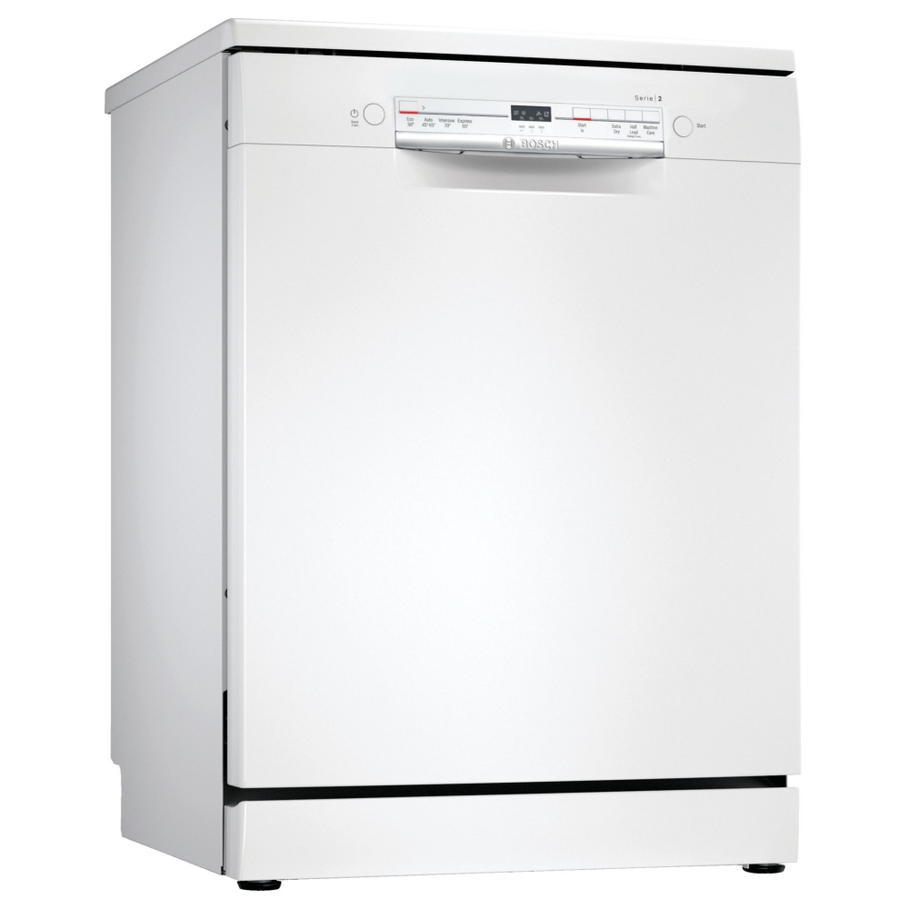 Bosch SGS2ITW08G Serie 2 Freestanding Dishwasher, ExtraDry, Glass Protection, Height Adjustable Top Basket, DosageAssist and Load Sensor, 12 place settings, 60cm wide - White
