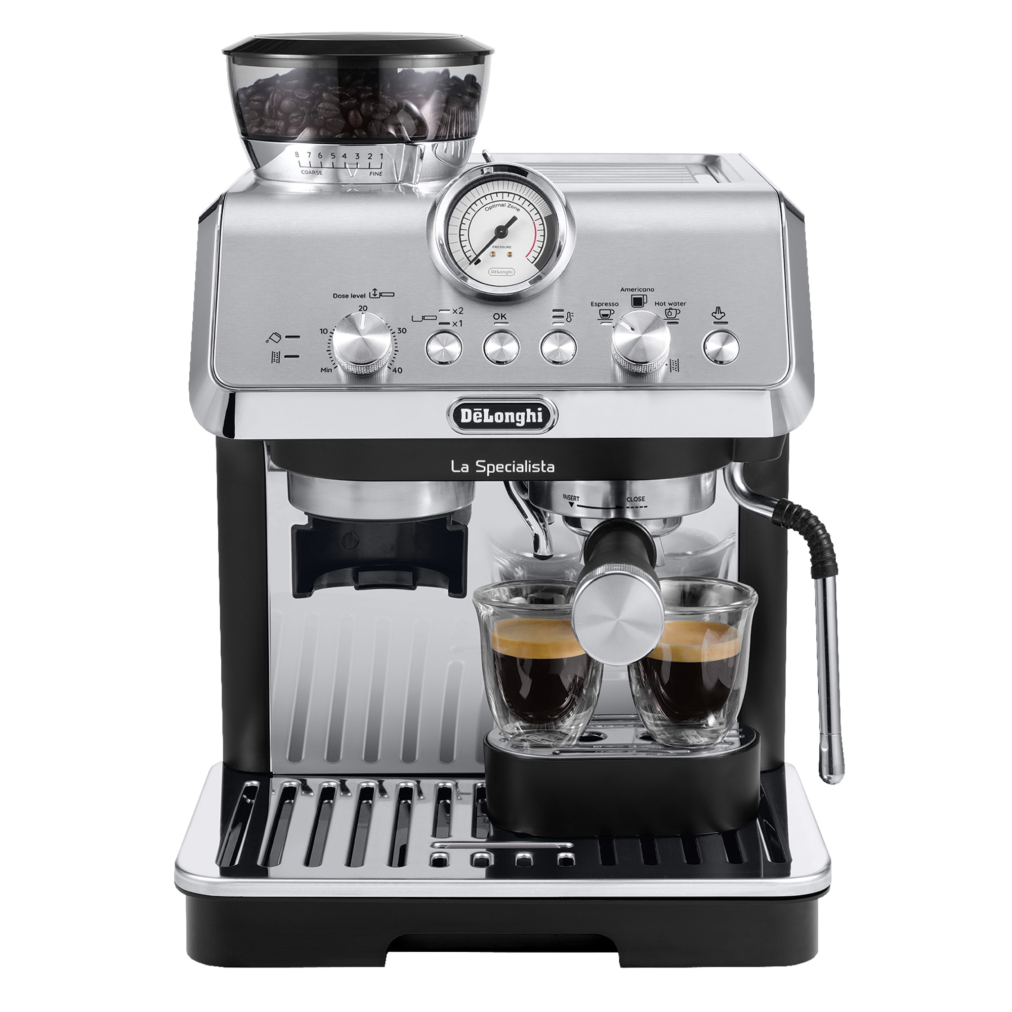De’Longhi La Specialista Arte, Manual Bean To Cup Coffee Machine, Silver/Black, EC9155.MB
