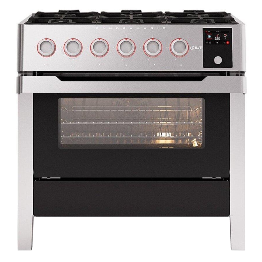 Ilve PM096DS3/SS 90cm Panoramagic Dual Fuel Range Cooker - STAINLESS STEEL