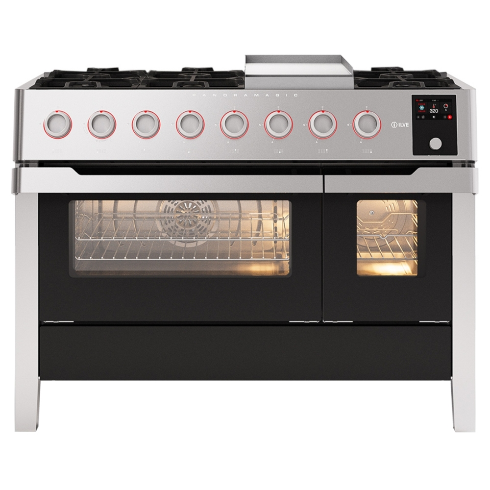 Ilve PM12FDS3/SS 120cm Panoramagic Dual Fuel Range Cooker With Frytop - STAINLESS STEEL