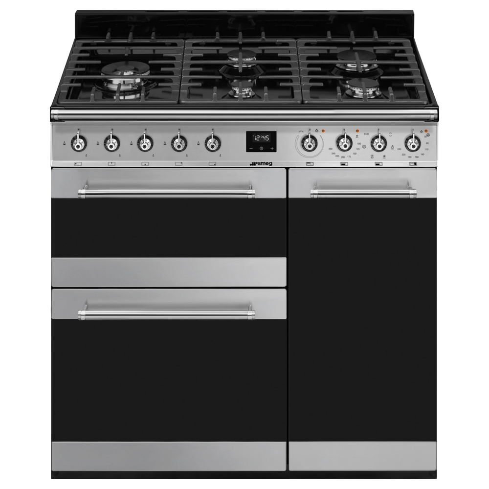 Smeg SY93-1 90cm Symphony Dual Fuel Range Cooker - STAINLESS STEEL