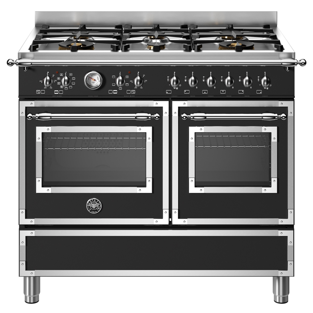Bertazzoni HER106L2ENET 100cm Heritage Dual Fuel Range Cooker - BLACK