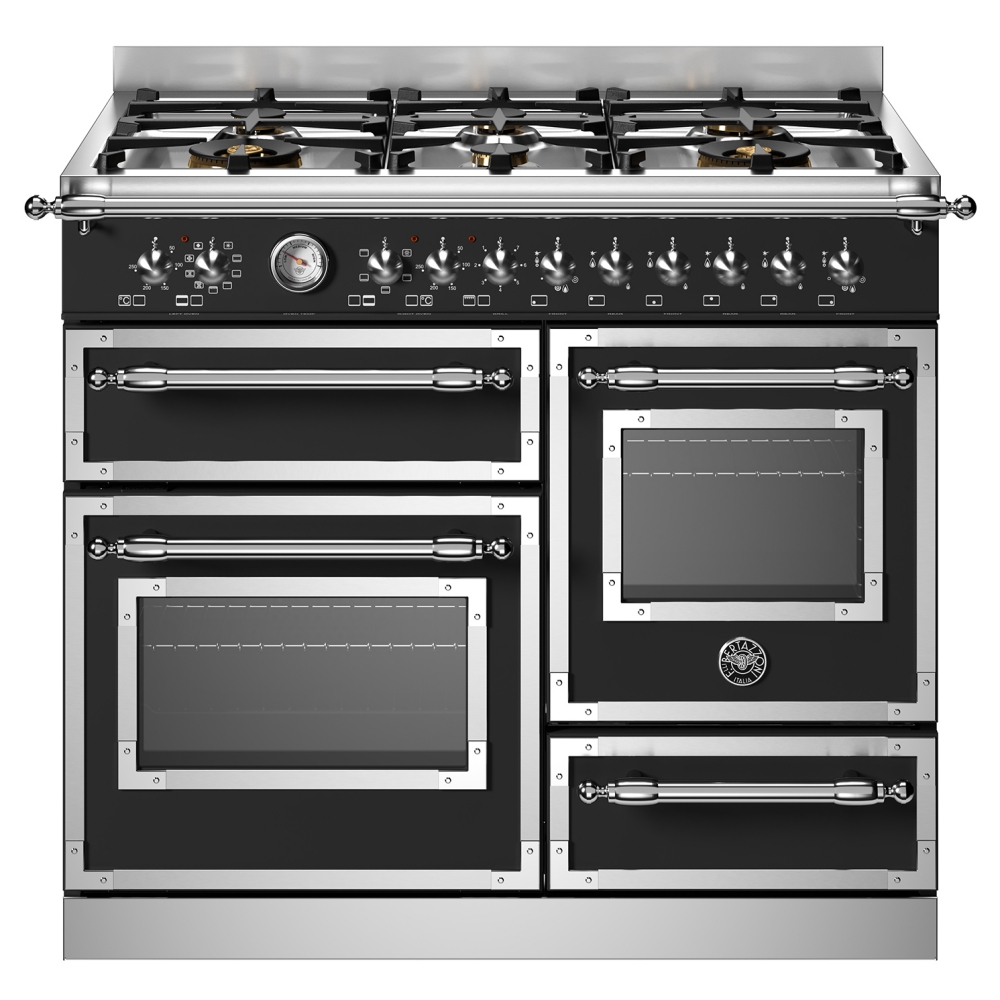 Bertazzoni HER106L3ENET 100cm Heritage XG Dual Fuel Range Cooker - BLACK